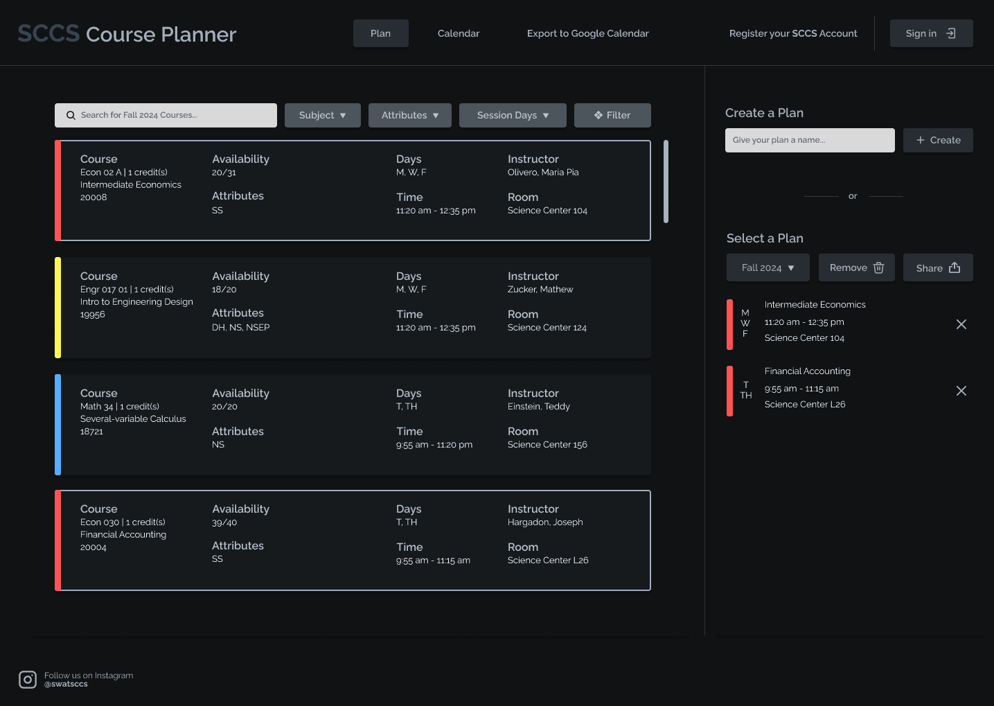 Swat Course Planner